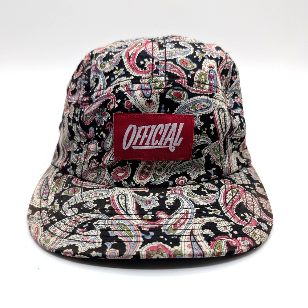 Official Crown of Laurel Paisley 5 Panel Camper Hat Leather Strapback Multi